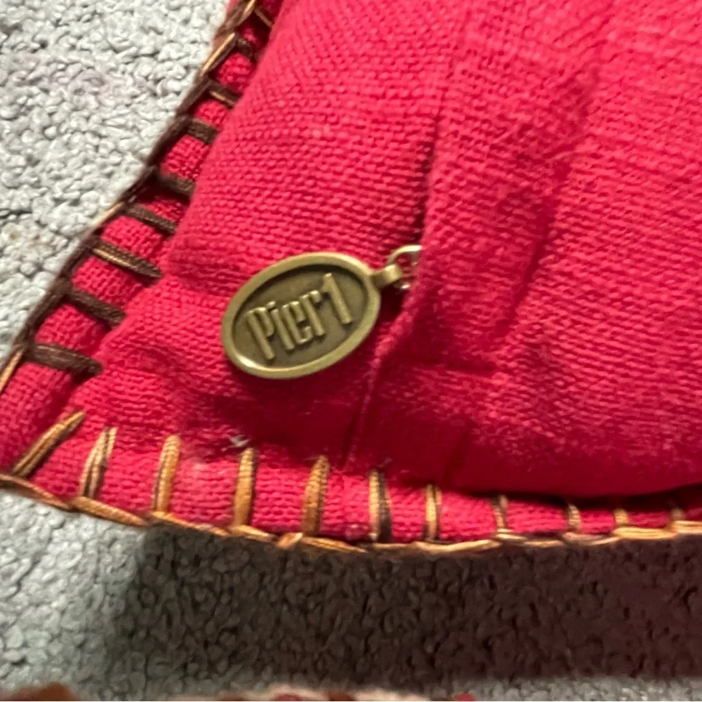 Pier 1 Imports Whimsy Penguin & Christmas Tree Pillow Red Holiday 16 x 16 Set 2